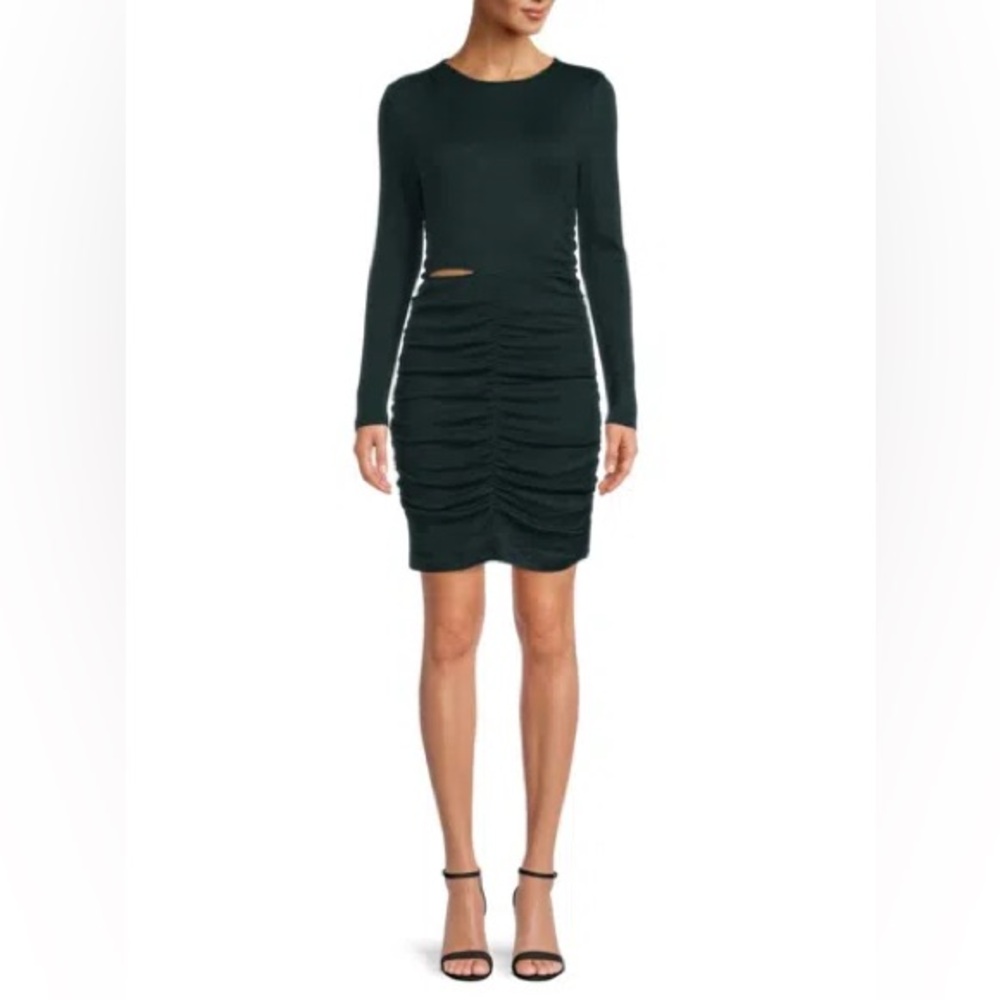 Walter Baker Gloriana Ruched Sweater Mini Dress Hunter Green NWT Size L $228